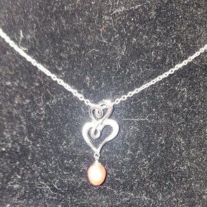 Double Heart Pearl Pendant